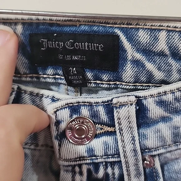 Juicy Couture Melrose Wash Indigo Studded Chain Girlfriend Jeans Women's 24 NWT - Picture 5 of 6